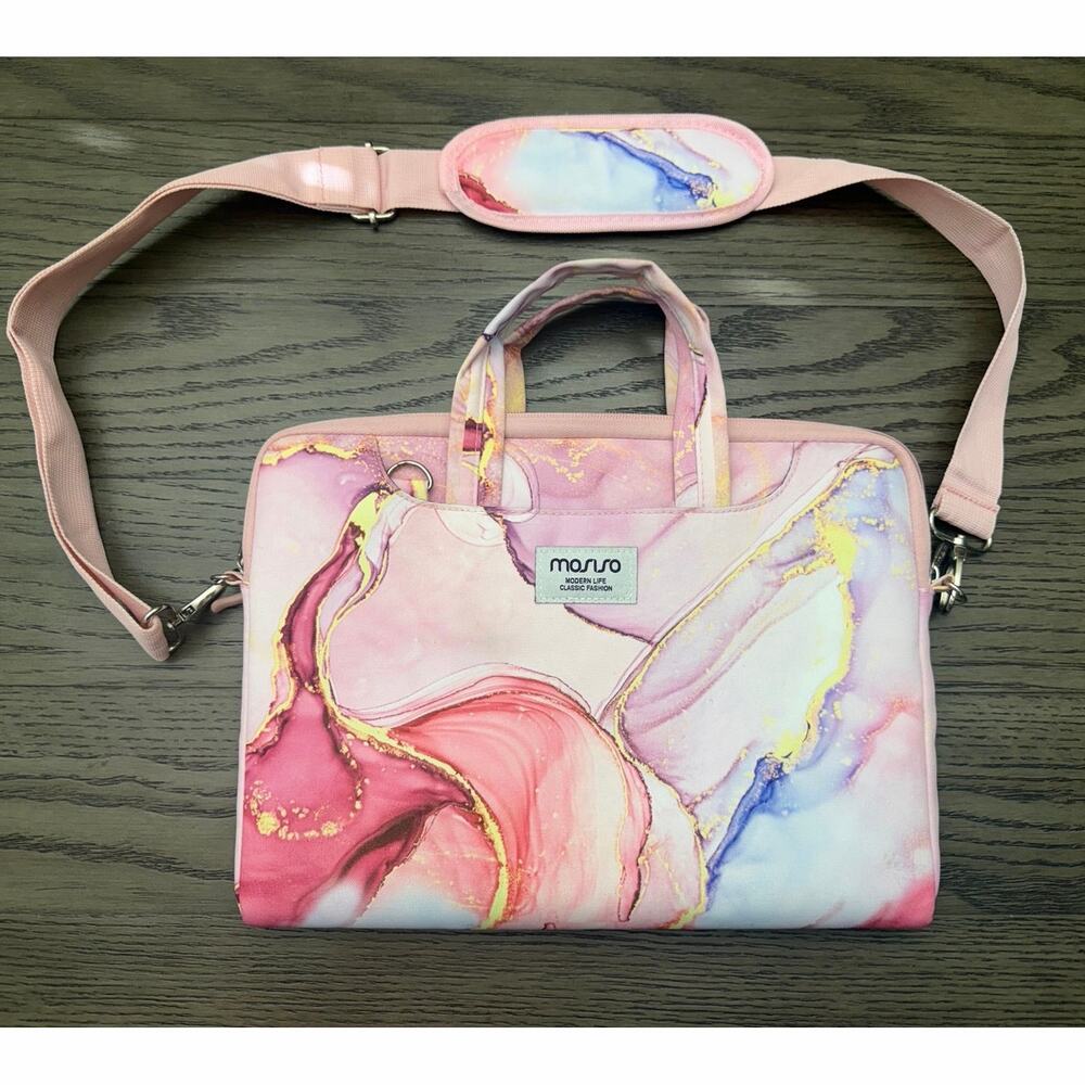 MOSISO Pink Marble Laptop 13-13.3” Padded Sleeve Case w/ Shoulder Strap